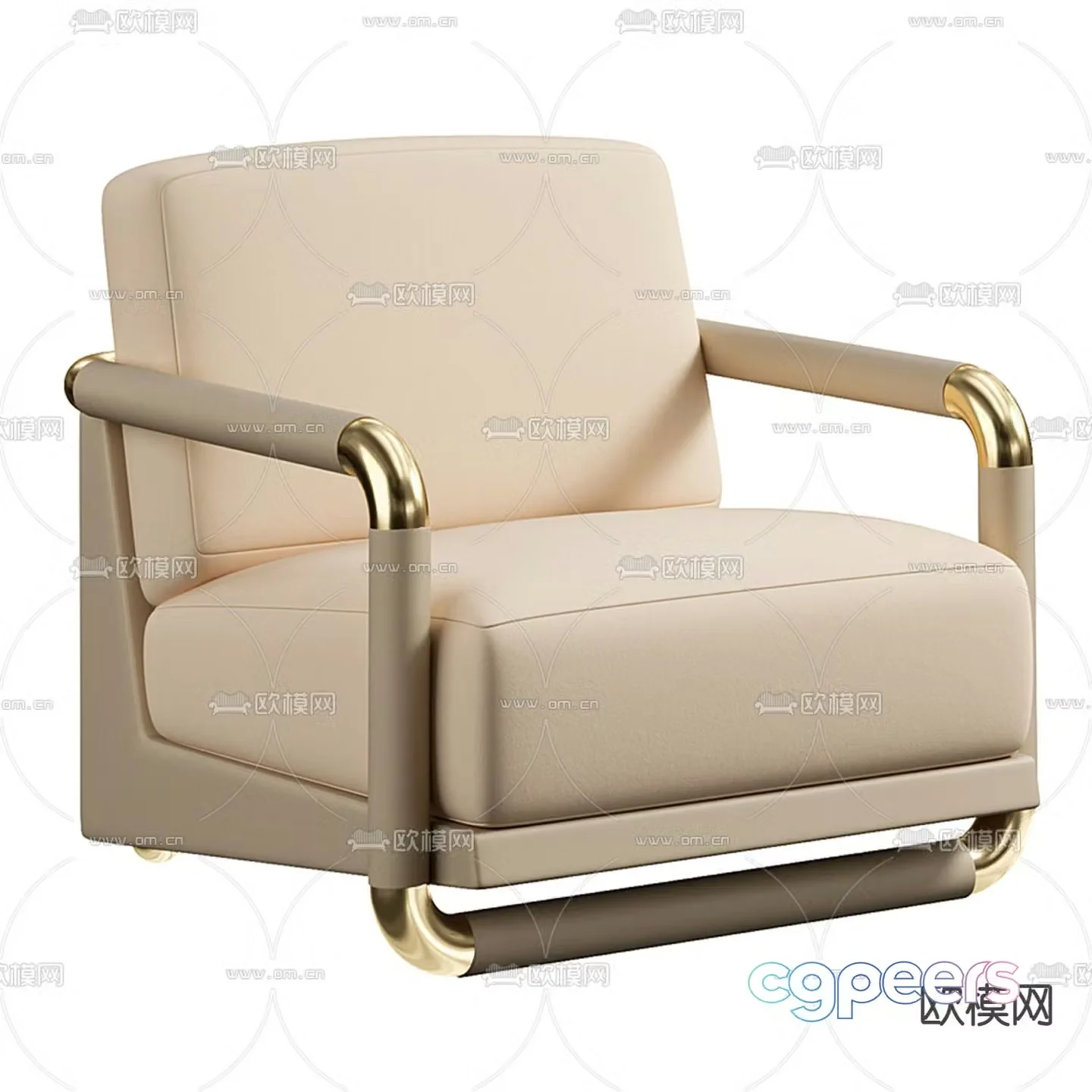 Pertica modern beige single sofa 3d model
