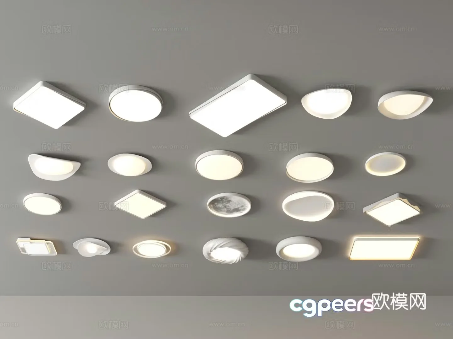 Ceiling light Living room main light Creamy cloud square Restaurant lamp Bedroom Lighting combination 3D model