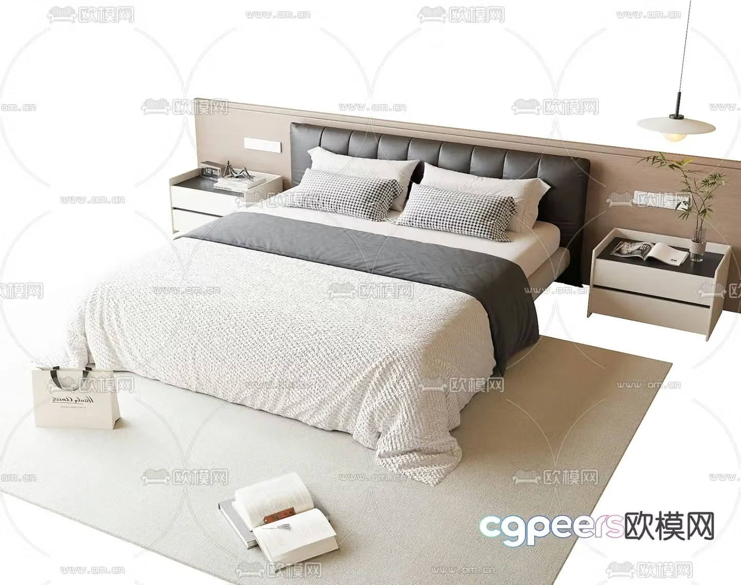 Fabric double bed 3d model
