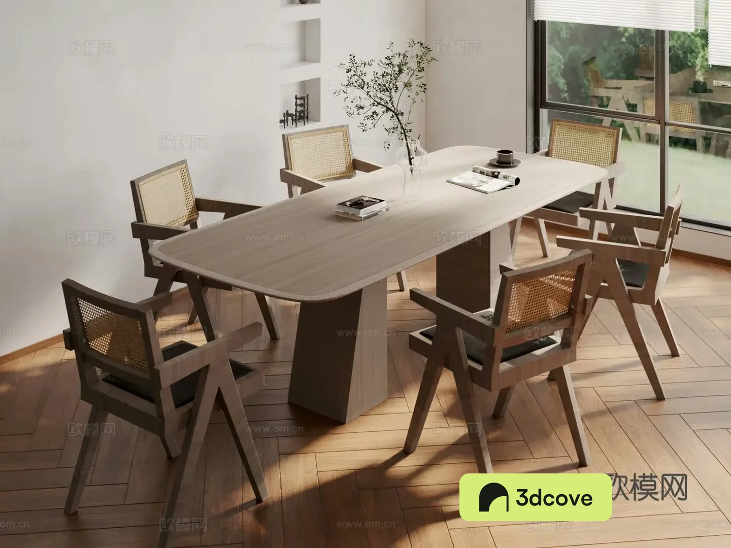 Log dining table and chairs