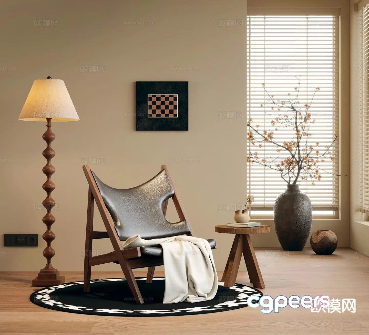 Medieval style leisure chair chair lounge chair 3d model