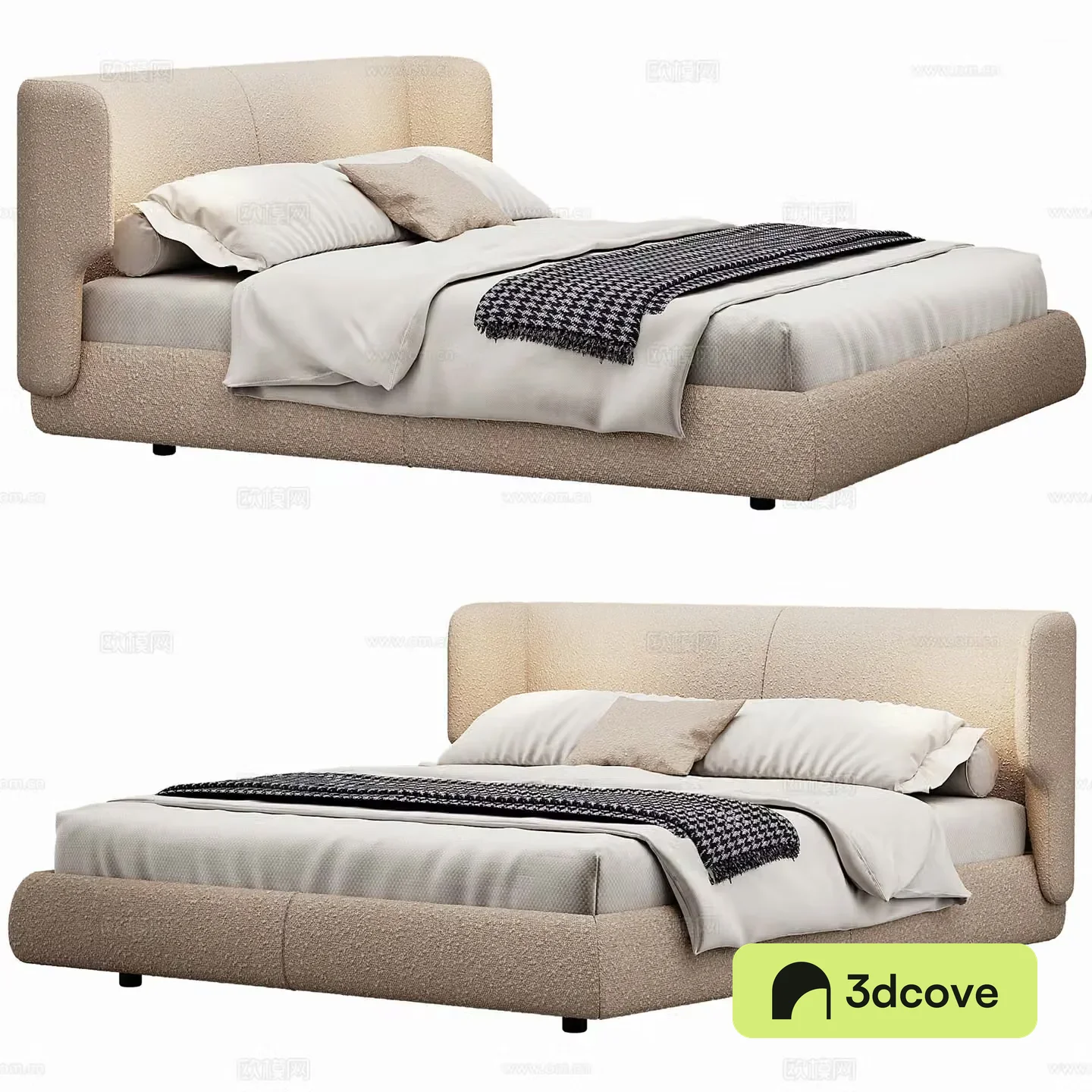 Modern Double Bed Fabric Double Bed Bedroom Bed Frame Bedding Pillow Holding