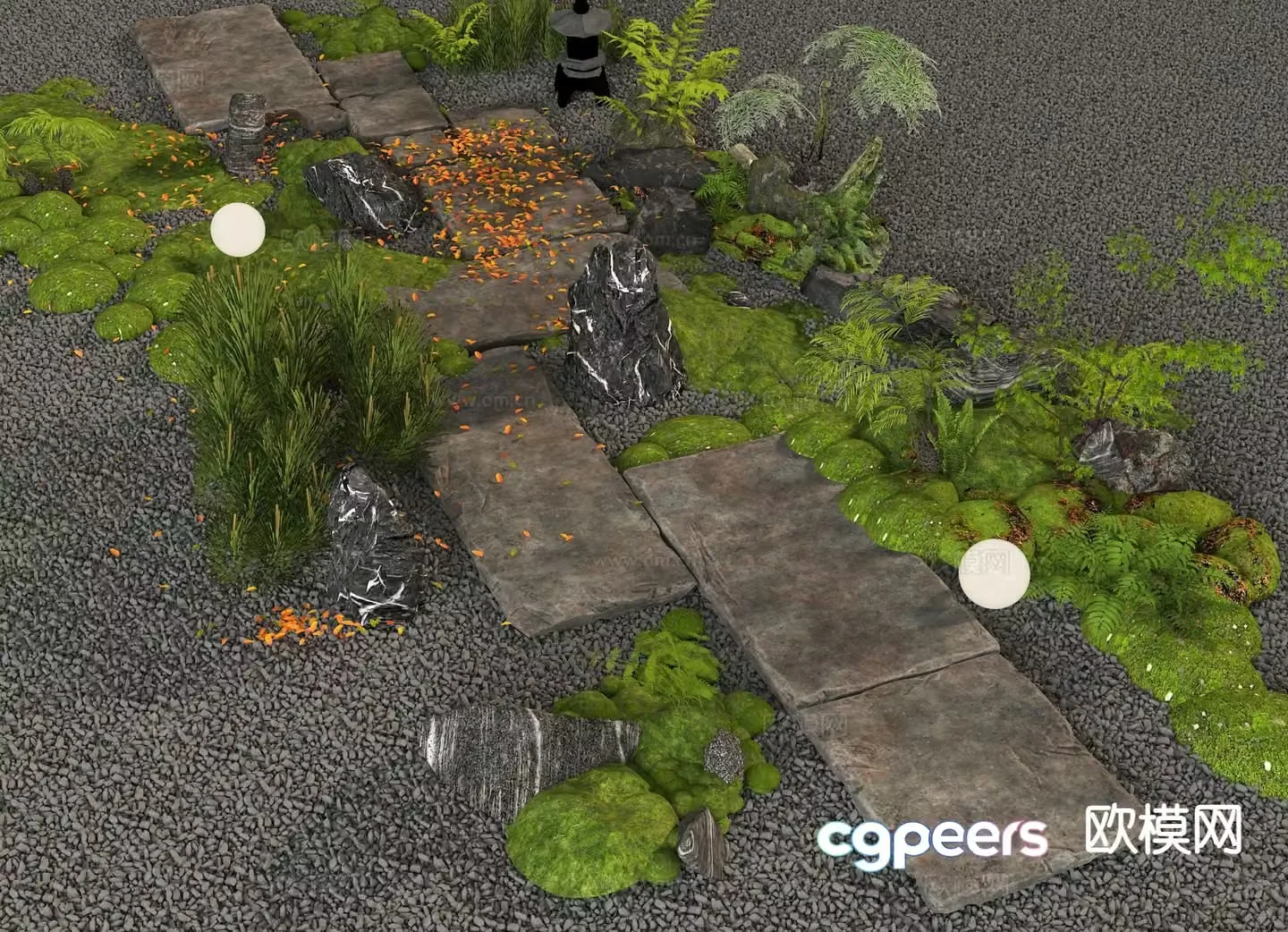 Bluestone landscape Tingbu sketch garden paving 3D model