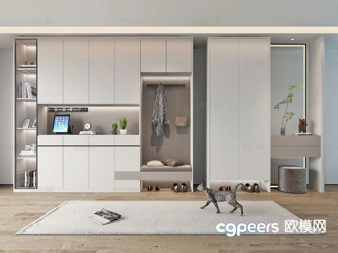 Modern partition shoe cabinet entrance shoe cabinet 3D model