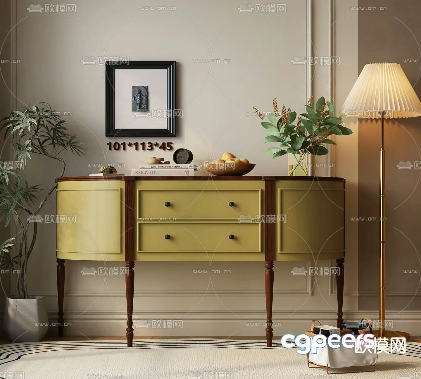 French entryway cabinet Duanjing cabinet 3D model
