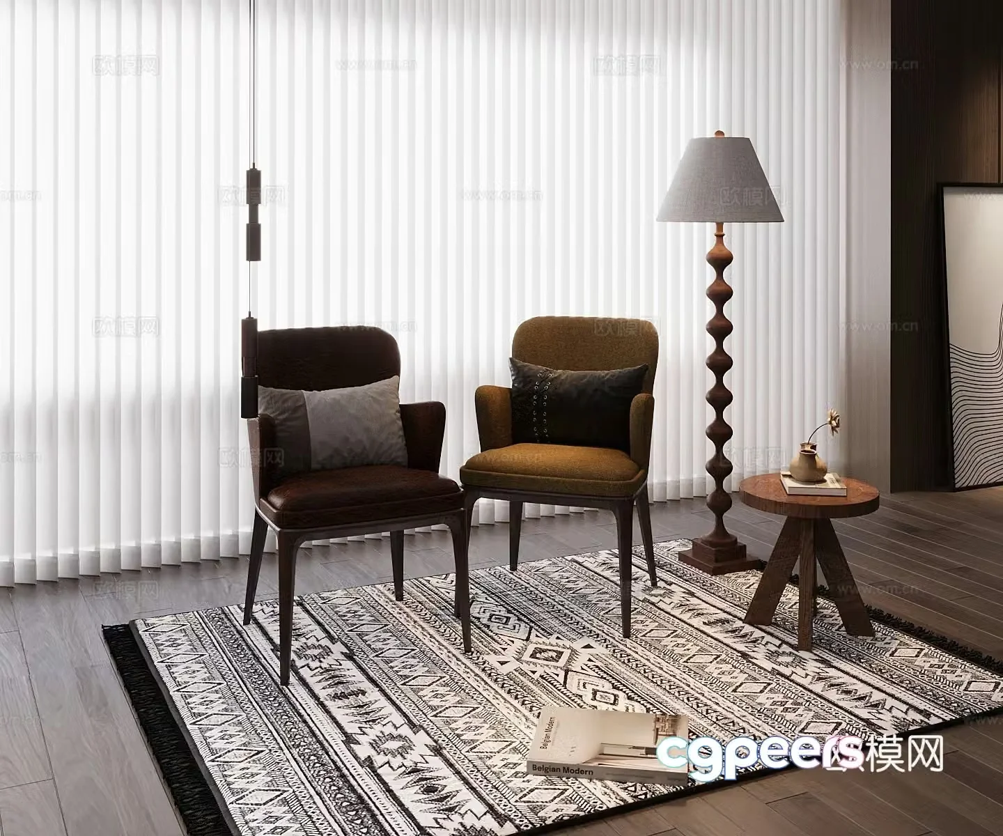 American single chair 3d model