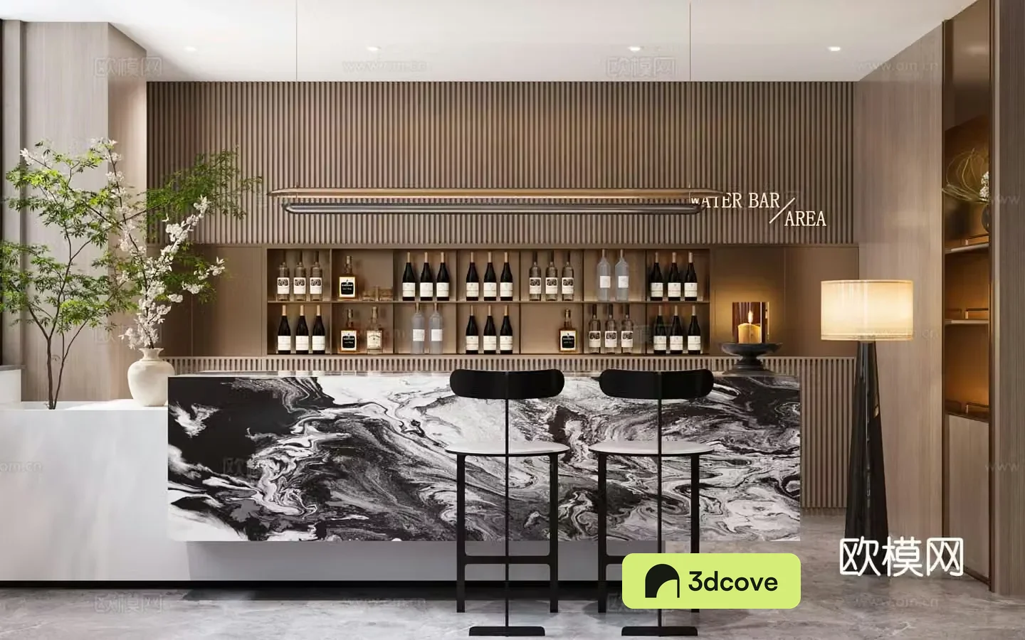 Modern sales office Water bar area
