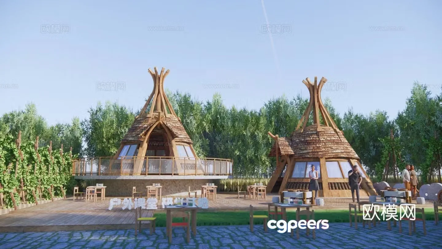 Modern Forest B&B Wooden House Study Camp Study Education Base Ecological B&B Wooden House Ecological 3D Model