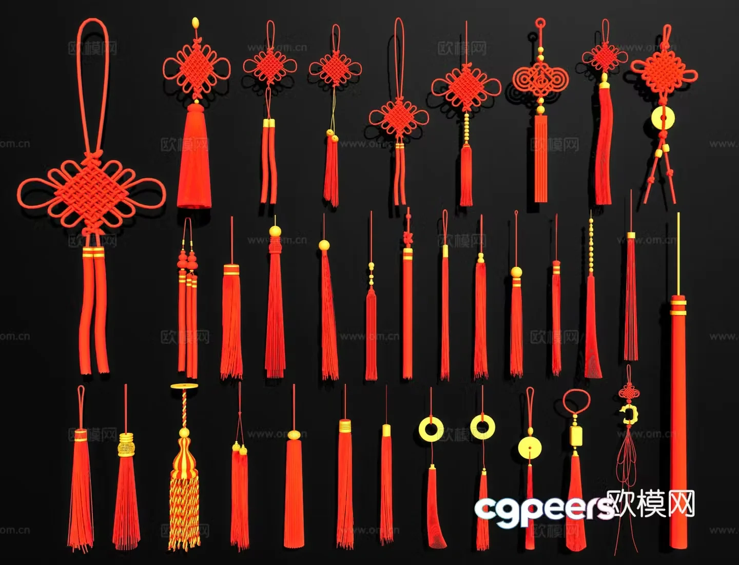 New Chinese style tassel hanging pill pendant Chinese knot wall decoration pendant 3D model