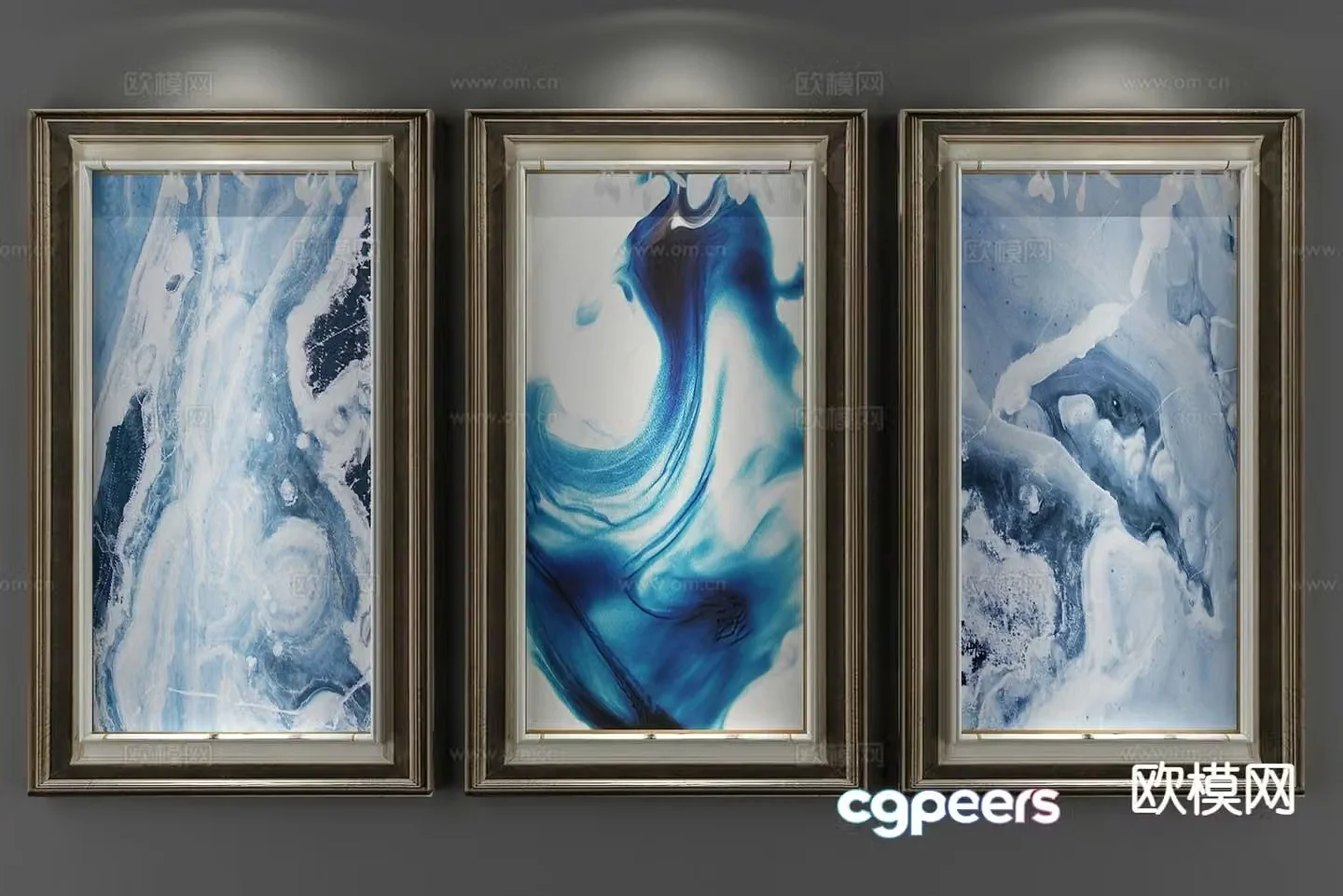 New Chinese style decorative painting gradient hanging painting 3d model