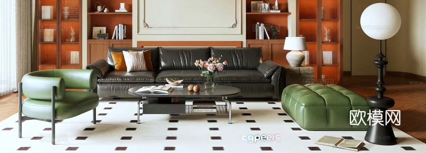 Modern medieval sofa coffee table combination 3D model