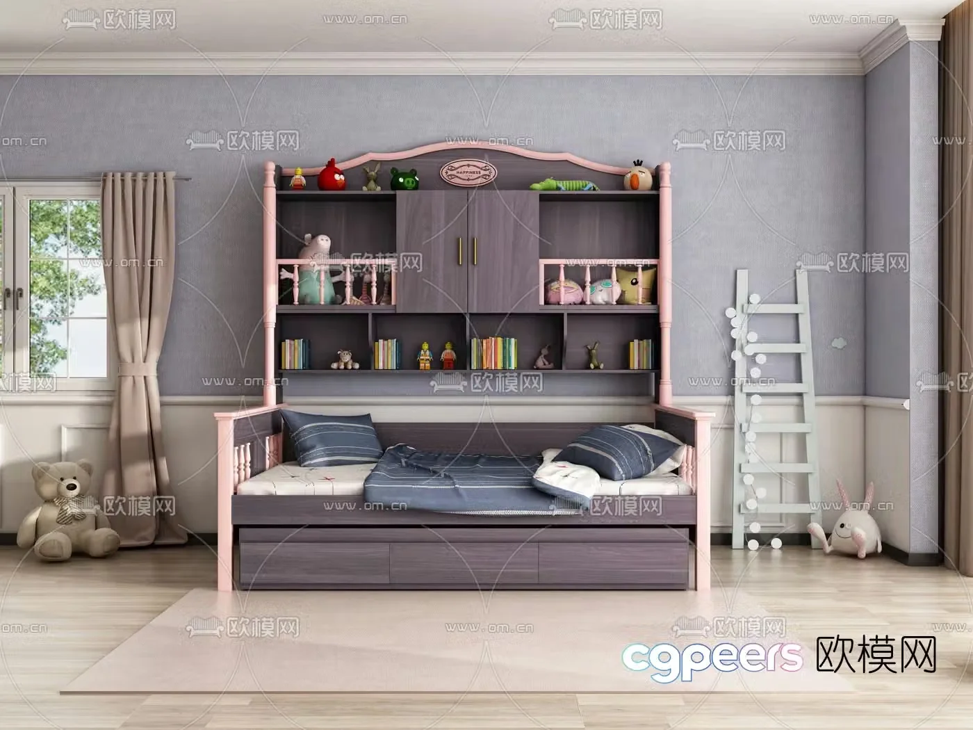 Nordic tatami children’s bed 3d model