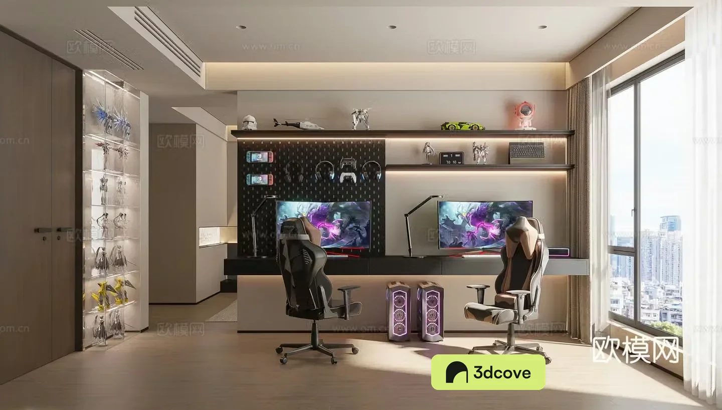 High-end gray computer room e-sports room