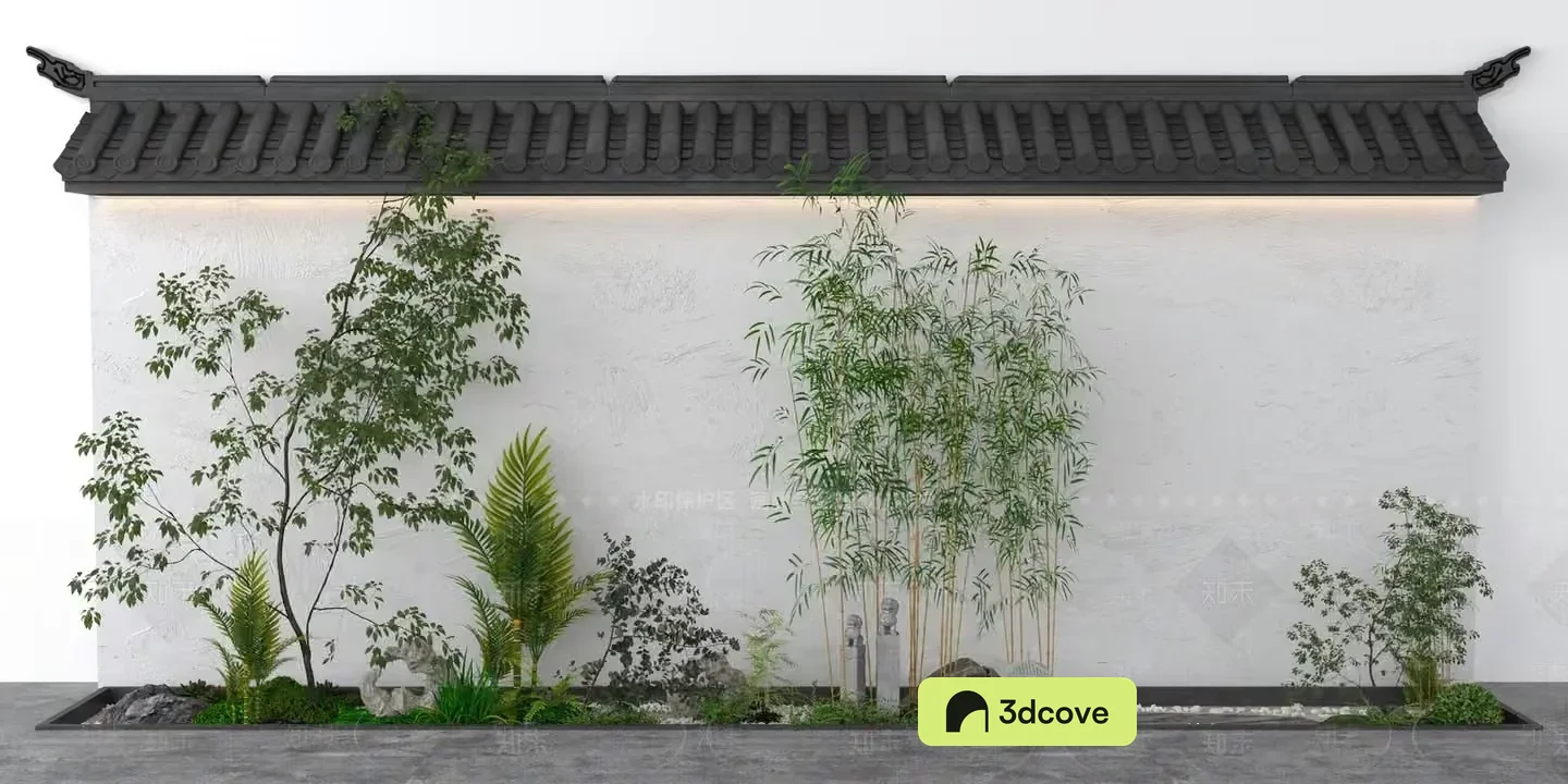 A Traditional Chinese-Style Wall With Plants