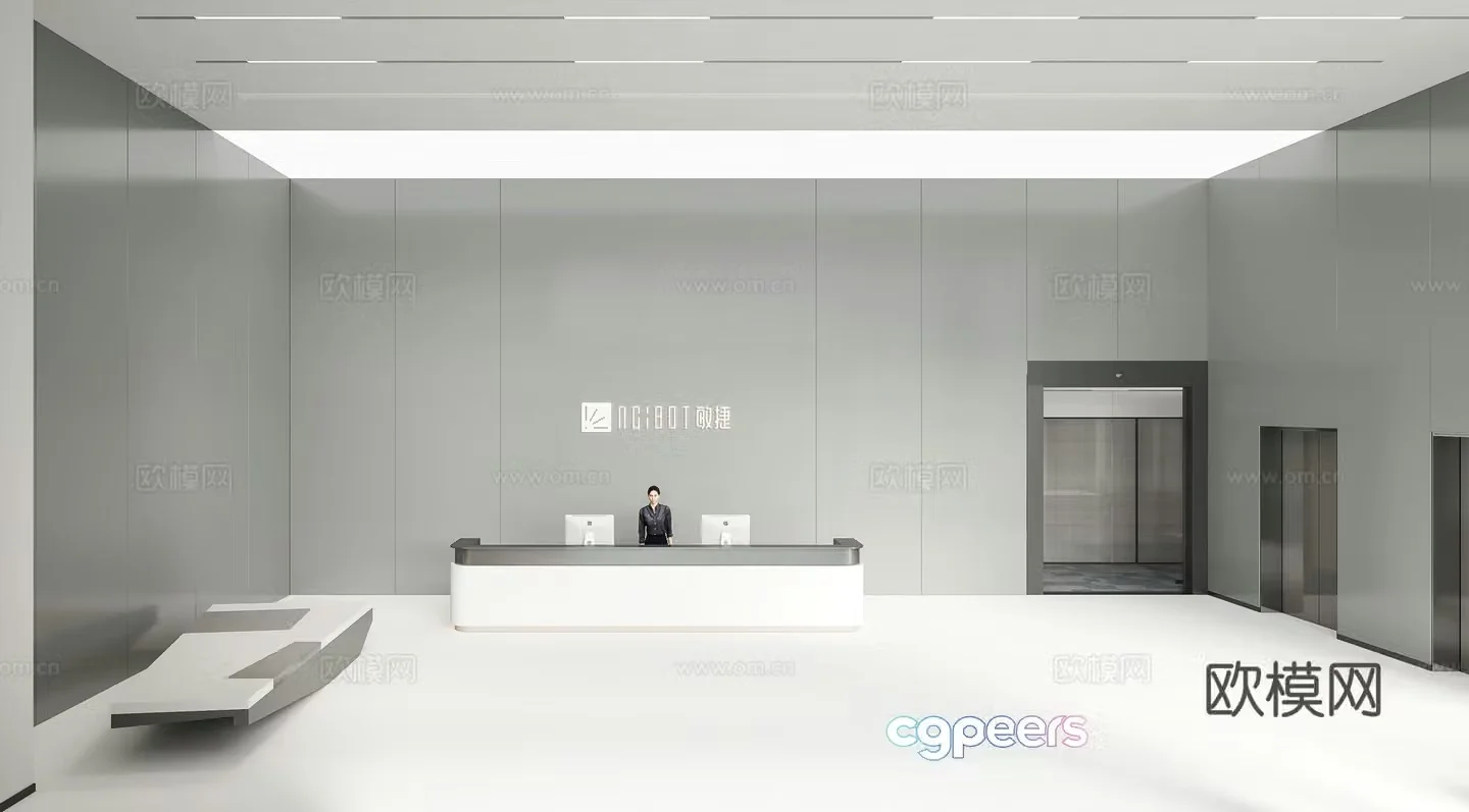 Modern minimalist reception front desk 3D model