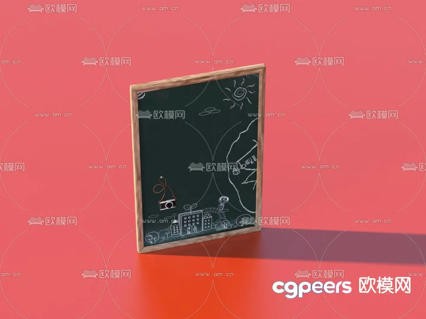 Blackboard graffiti wall billboard shop sign 3d model