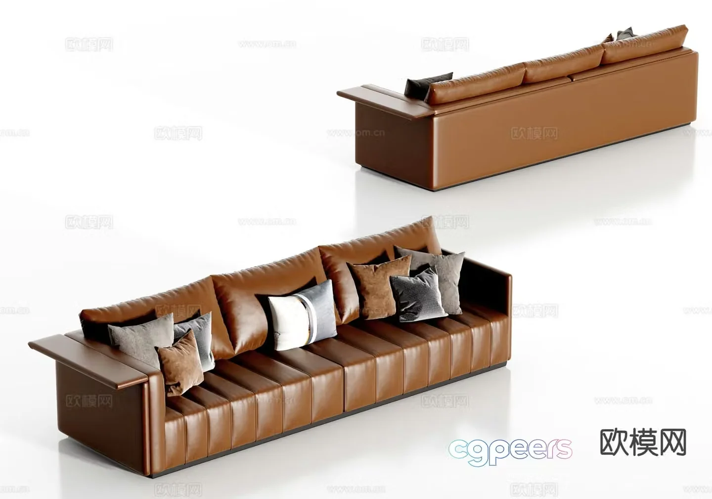 Three seater sofa leather sofa 3d model