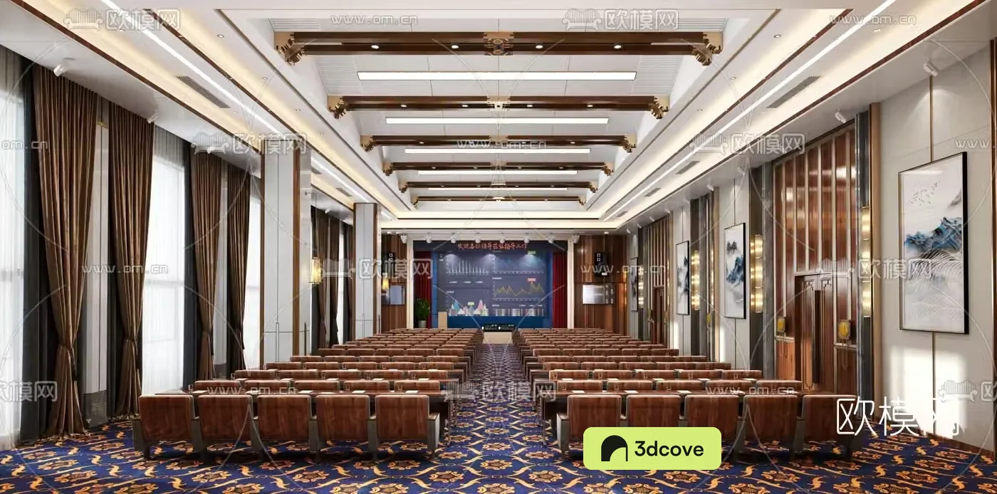 New Chinese style light luxury hotel conference room