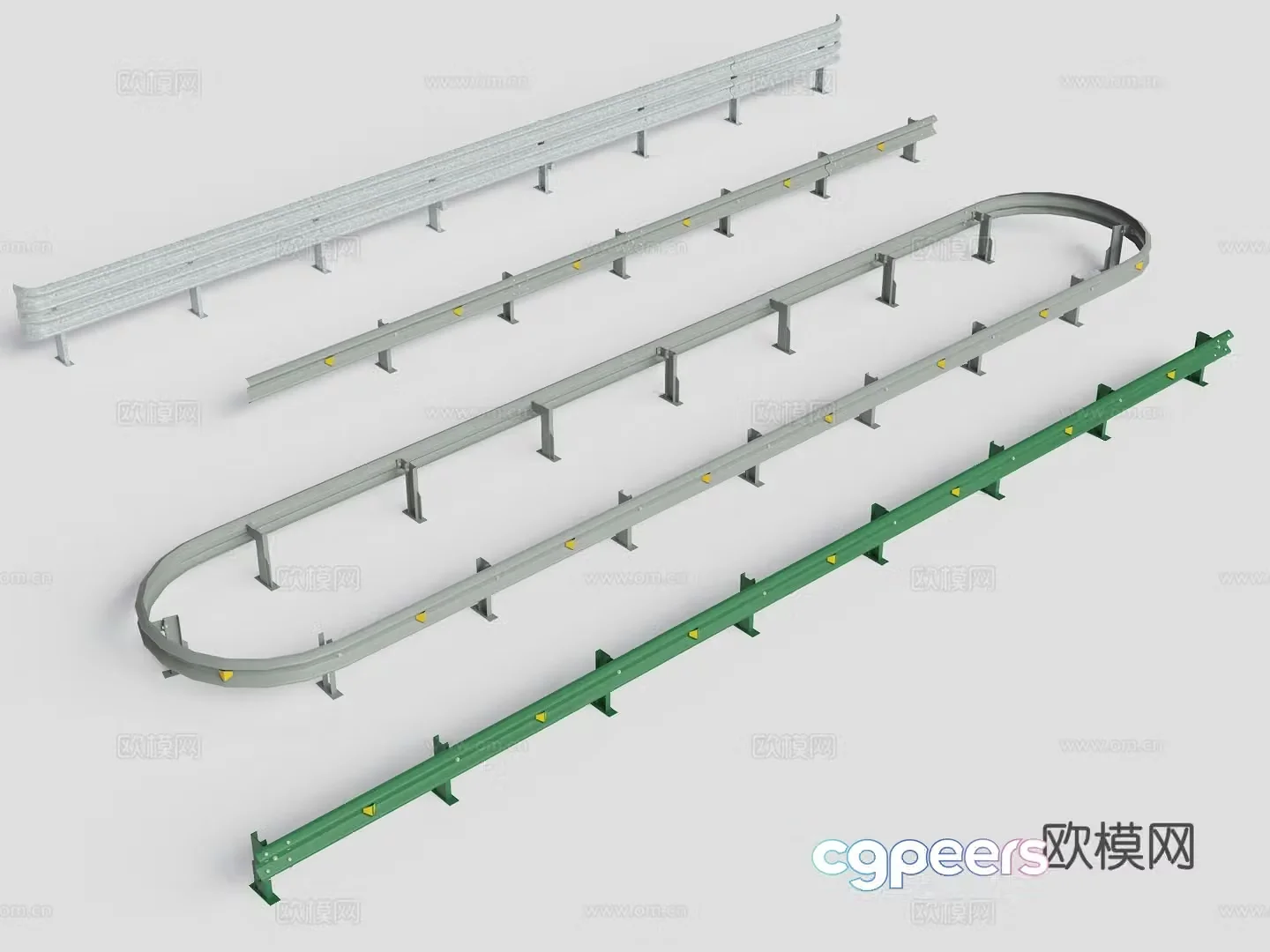 Modern roadside guardrail highway guardrail corrugated guardrail highway guardrail road guardrail road barrier 3d model