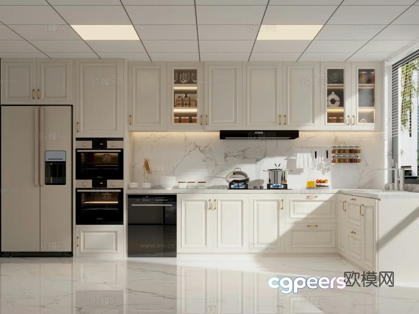 American style cream kitchen Jianmei kitchen 3d model