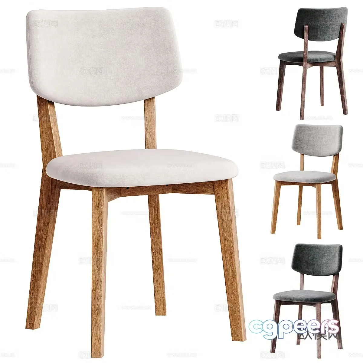 New Chinese style log chair 3d model