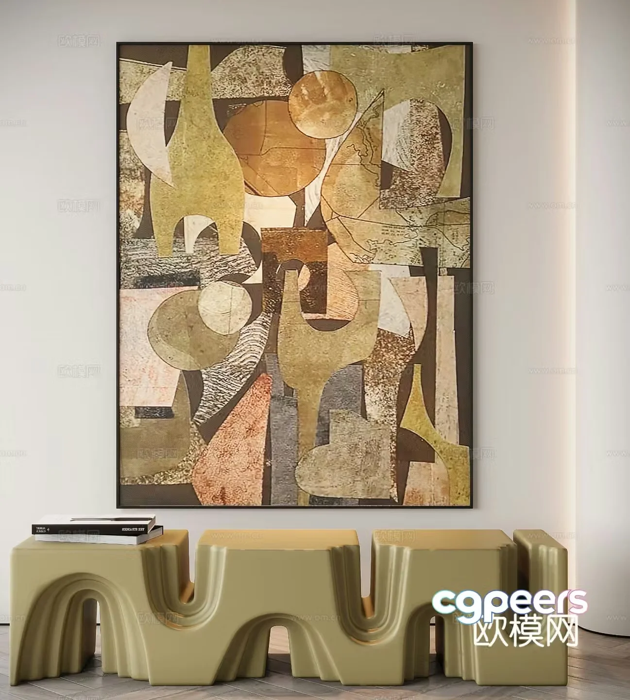 Modern texture painting decorative painting 3d model