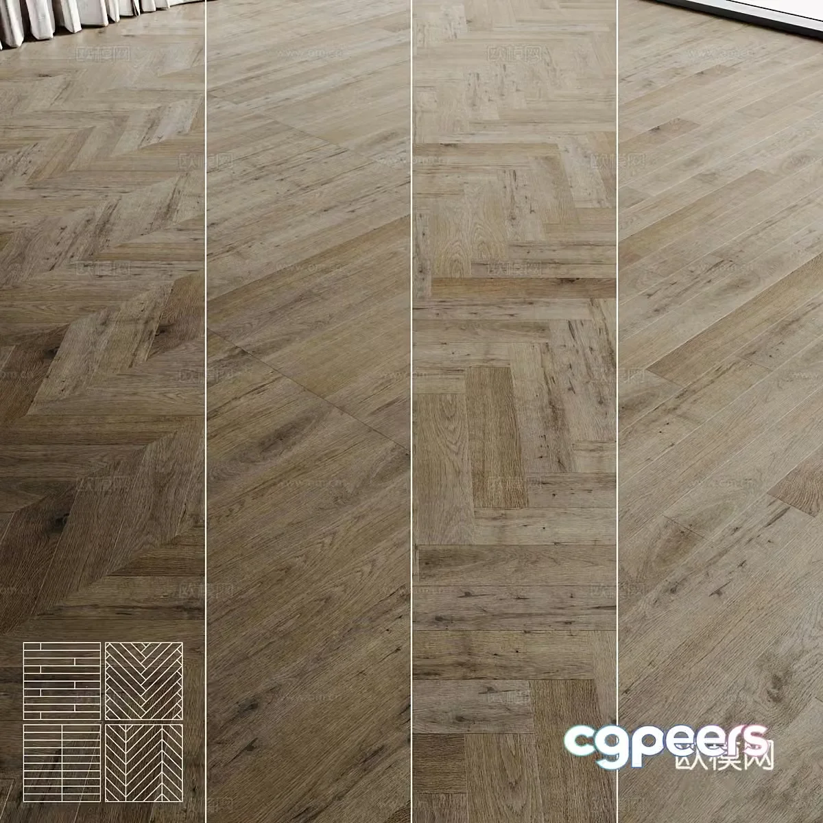 Modern Wasabi Wood Floor Material 3D Model