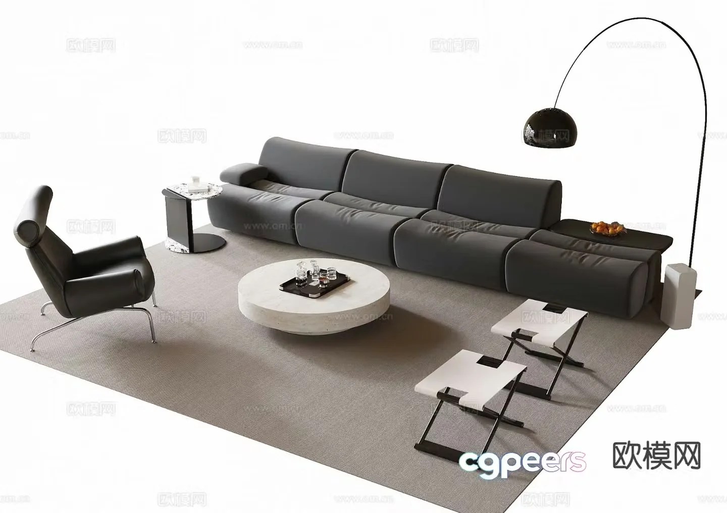 Modern sectional sofa 3d model