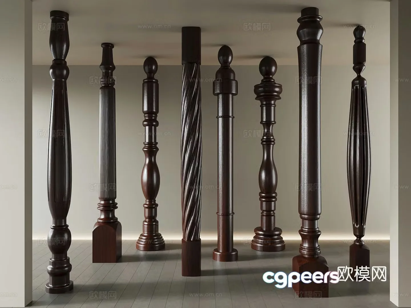 Column American railing 3d model