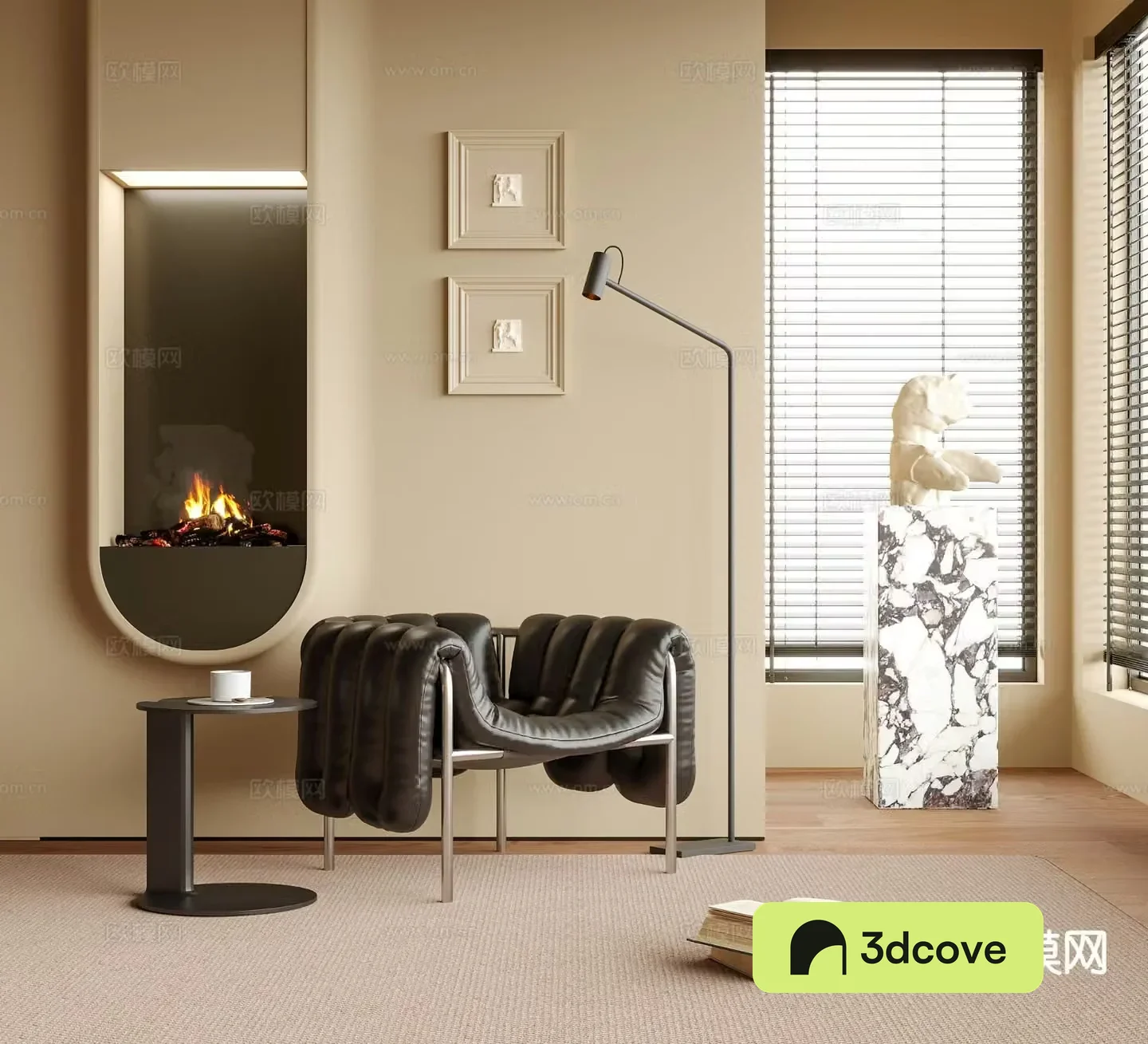 Leather chair leisure chair table