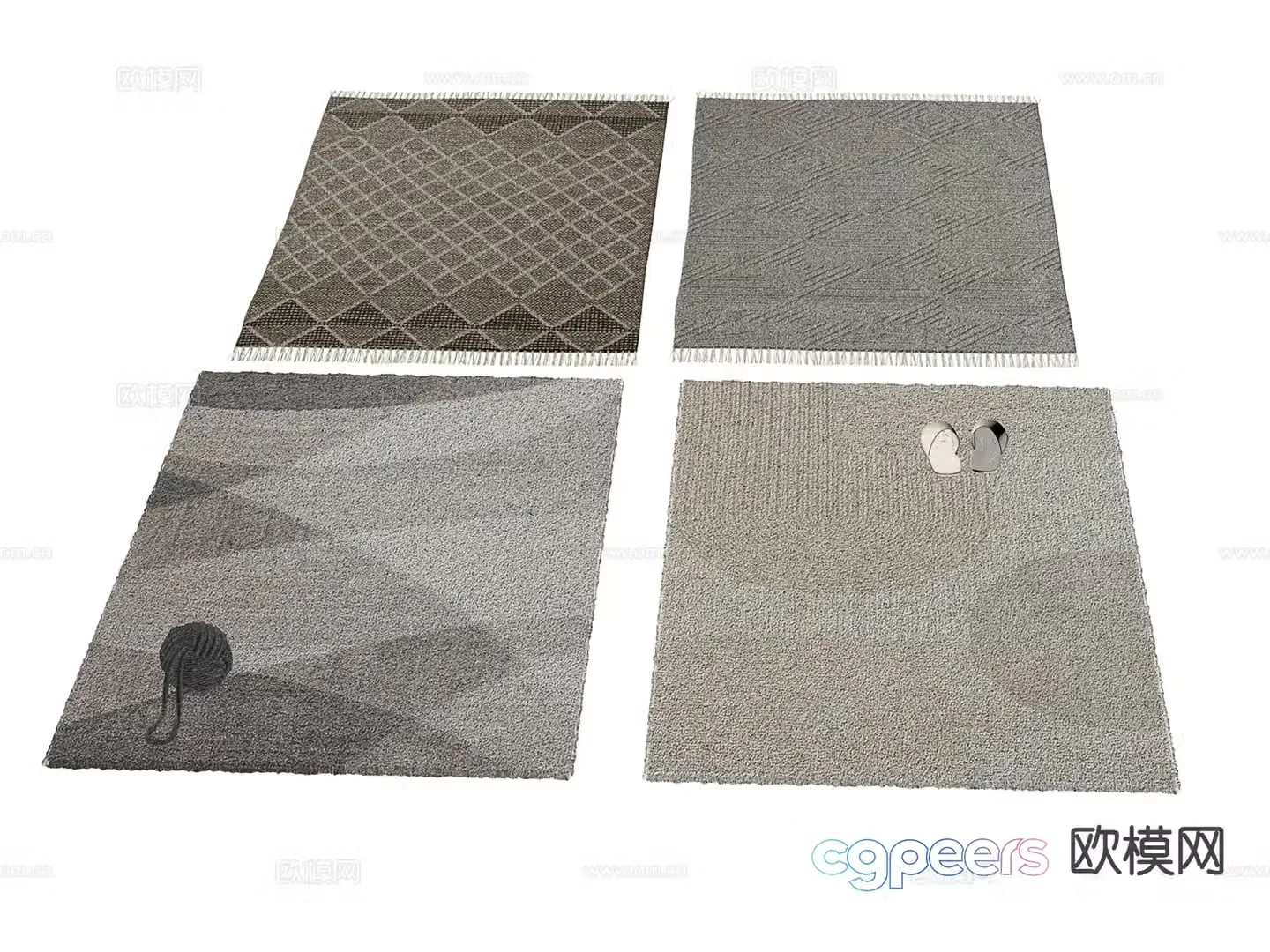 Plain carpet square carpet 3d model
