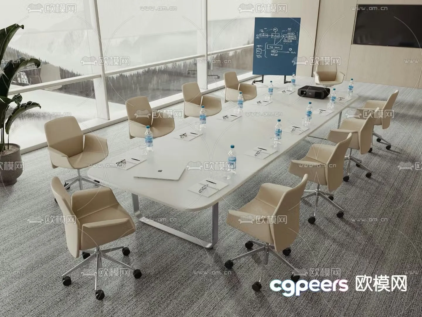 Modern conference table conference table 3d model