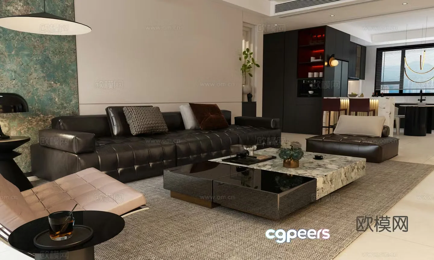 Modern Italian living room Modern Italian sofa background Modern Italian sofa combination Modern Italian sofa 3d model