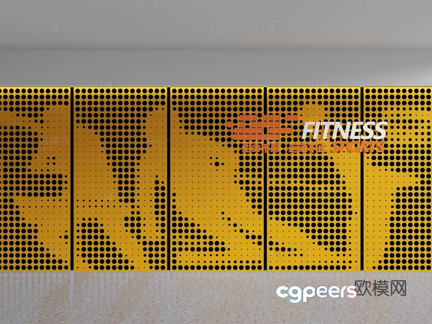 Modern punching background wall Creative background wall Sports hall background wall Gym culture wall Sports 3D model