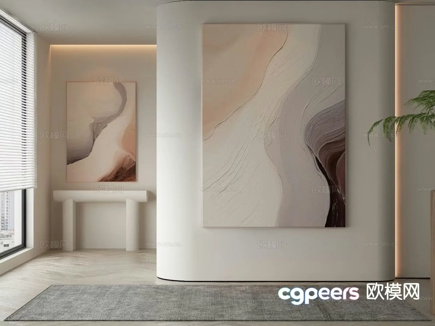 Wabi-sabi painting decorative painting texture painting hanging painting 3D model