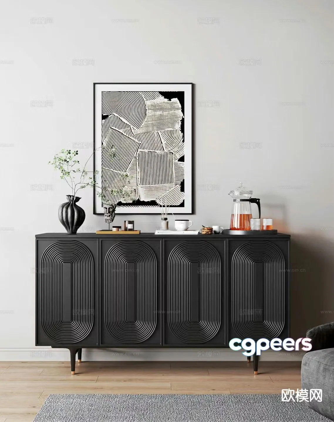 Modern entrance cabinet Duanjing cabinet 3D model