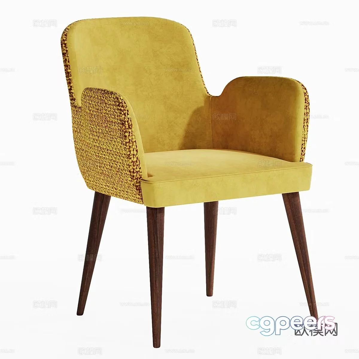 Modern yellow single chair dining chair dopamine 3d model