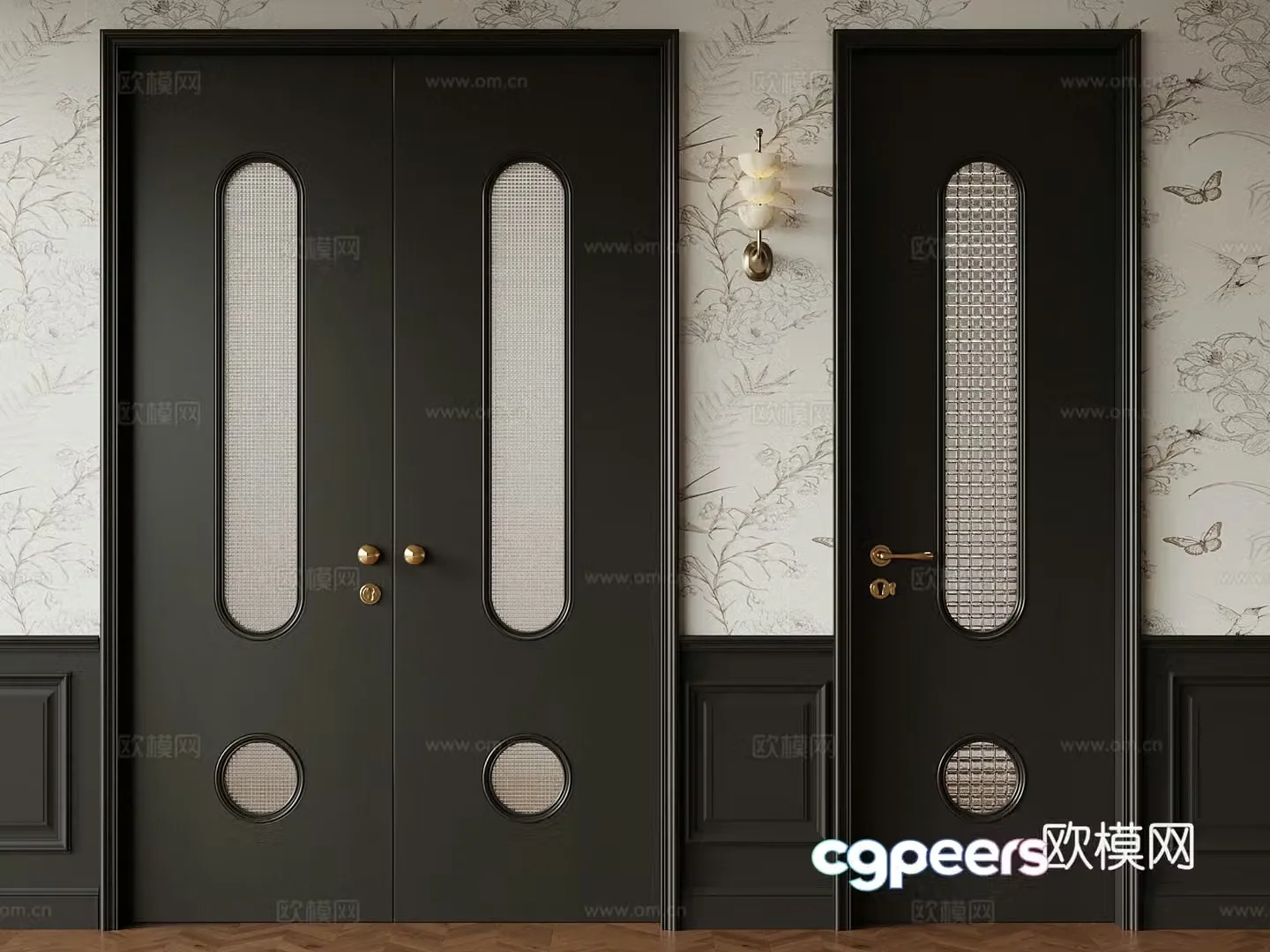 04 Other doors French glass door Double-open door Single-open door 3D model