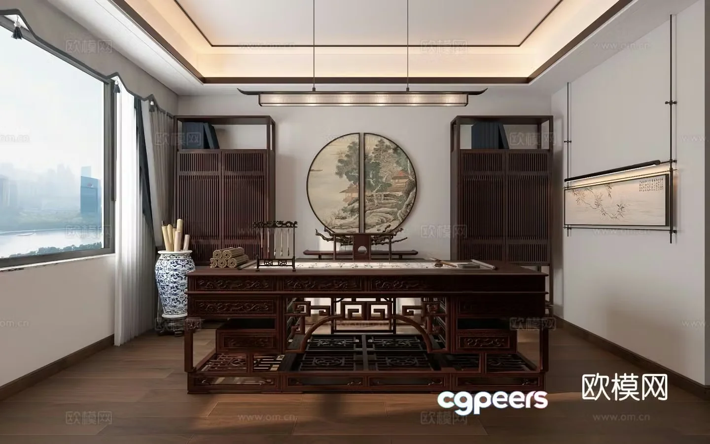 New Chinese style study 3D model