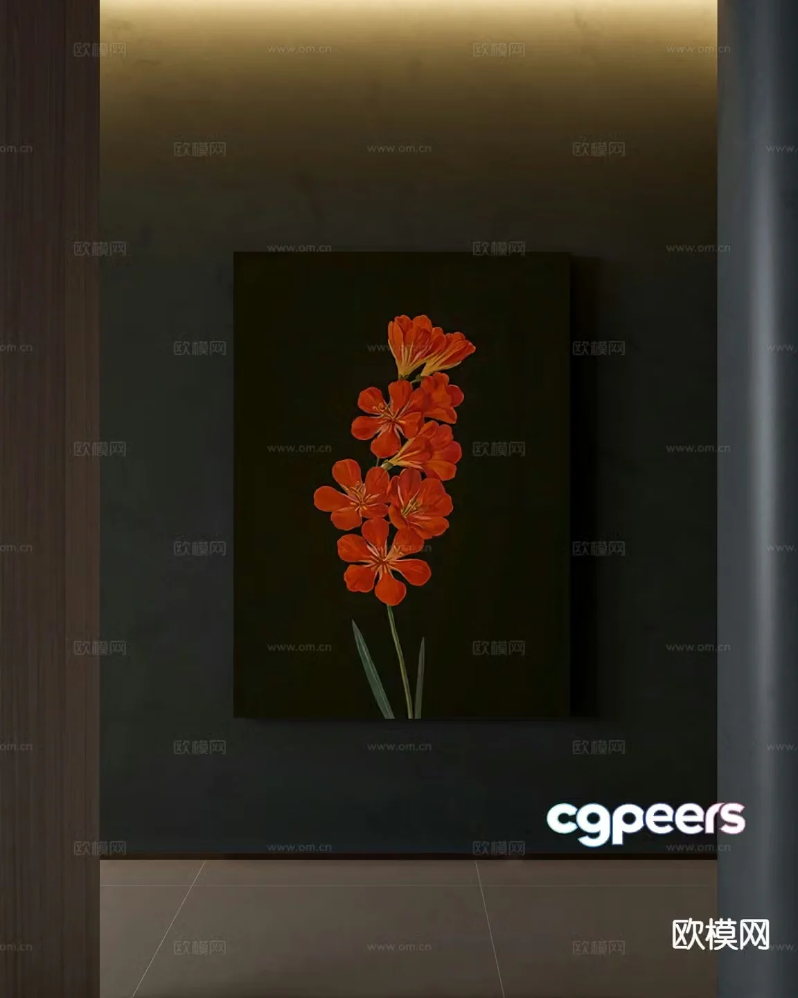 Wabi-sabi flower hanging painting decorative painting 3d model