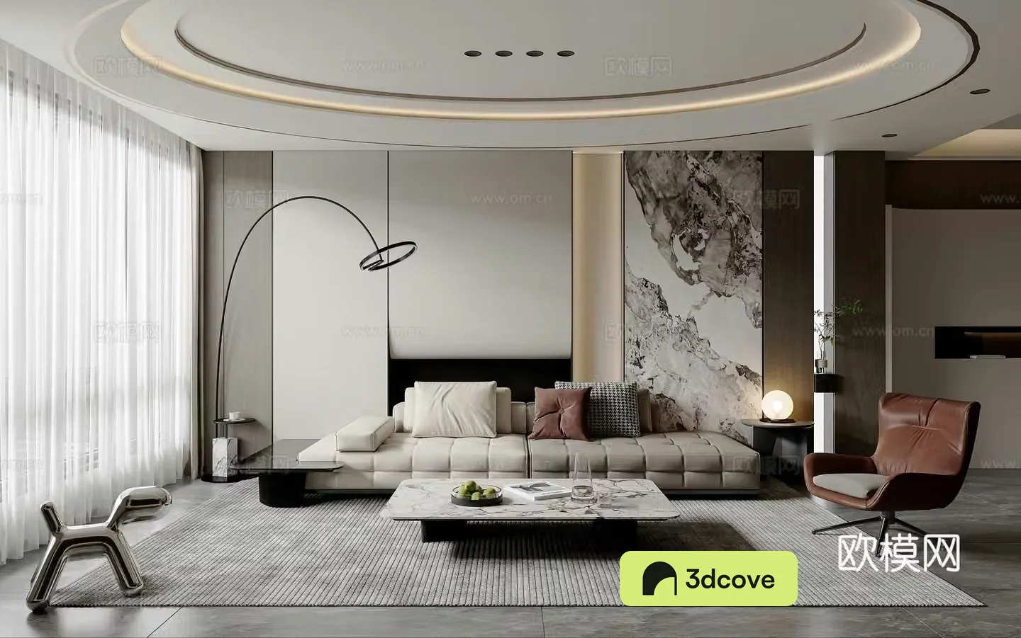 Modern light luxury living and dining room