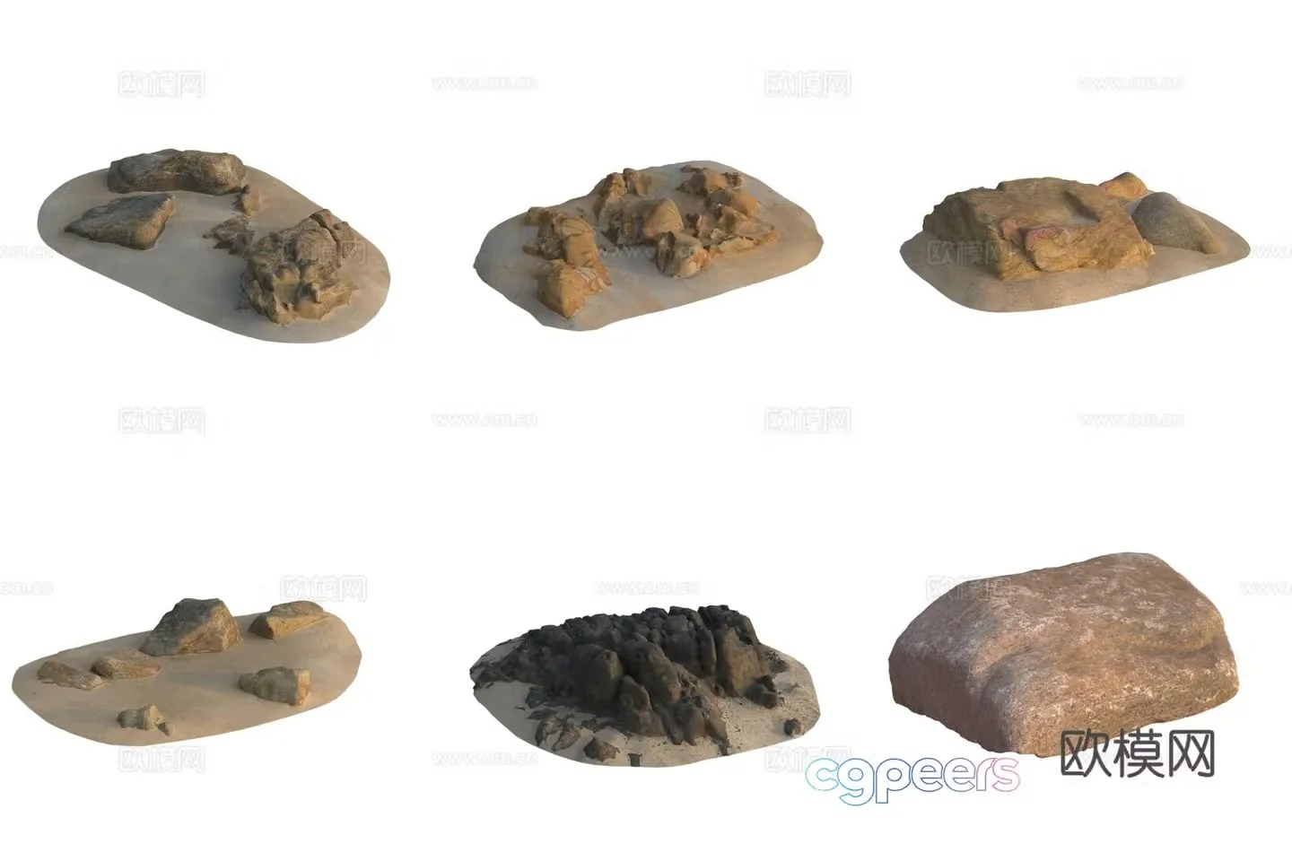 Beach beach stone rock 3d model