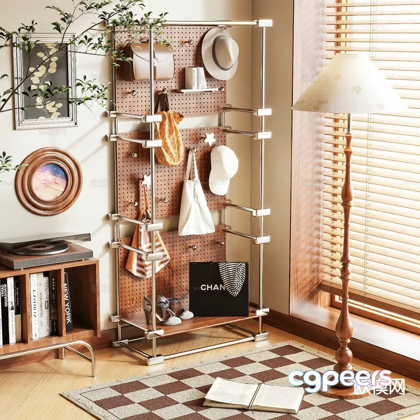 Medieval style shelf perforated board 3D model