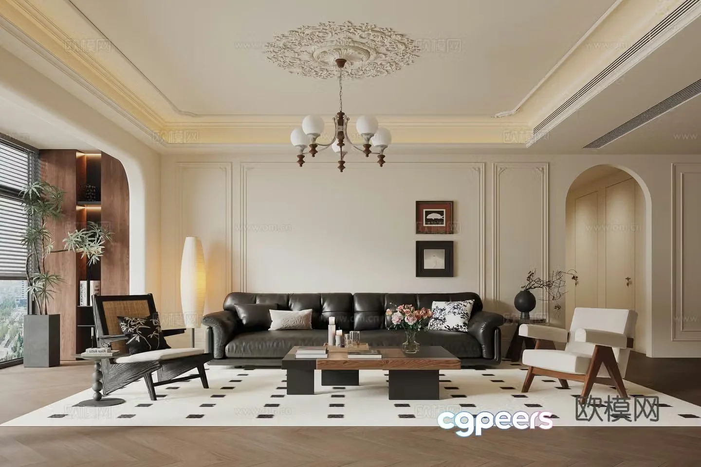 French medieval style living room 3d model