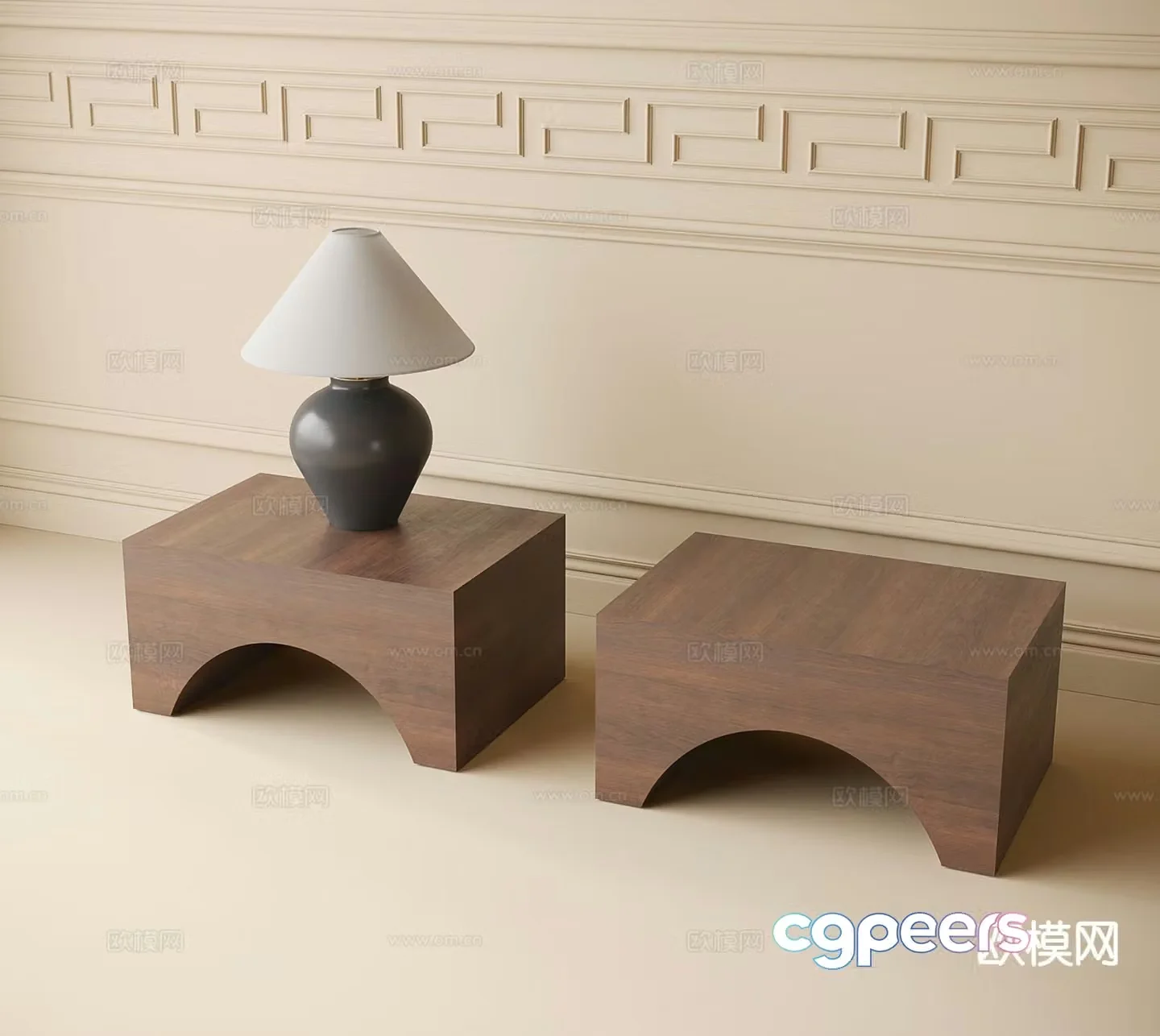 Medieval style bedside table 3d model