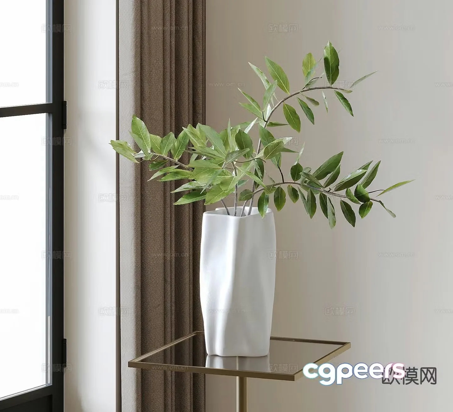 modern vase floral aquatic plant 3d model