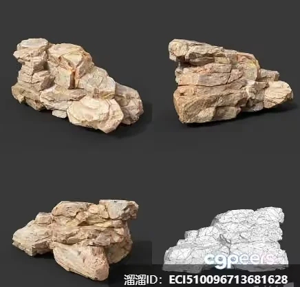 A Rock Formation 3D Model – 8467 – VRAY Render