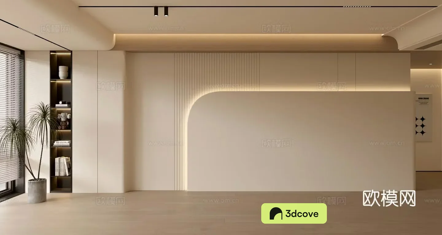 Creamy style sofa background wall