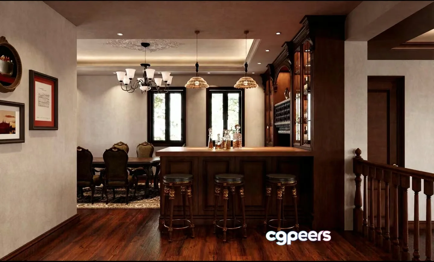 A Wooden Bar 3D Model – 20041 – CORONA Render