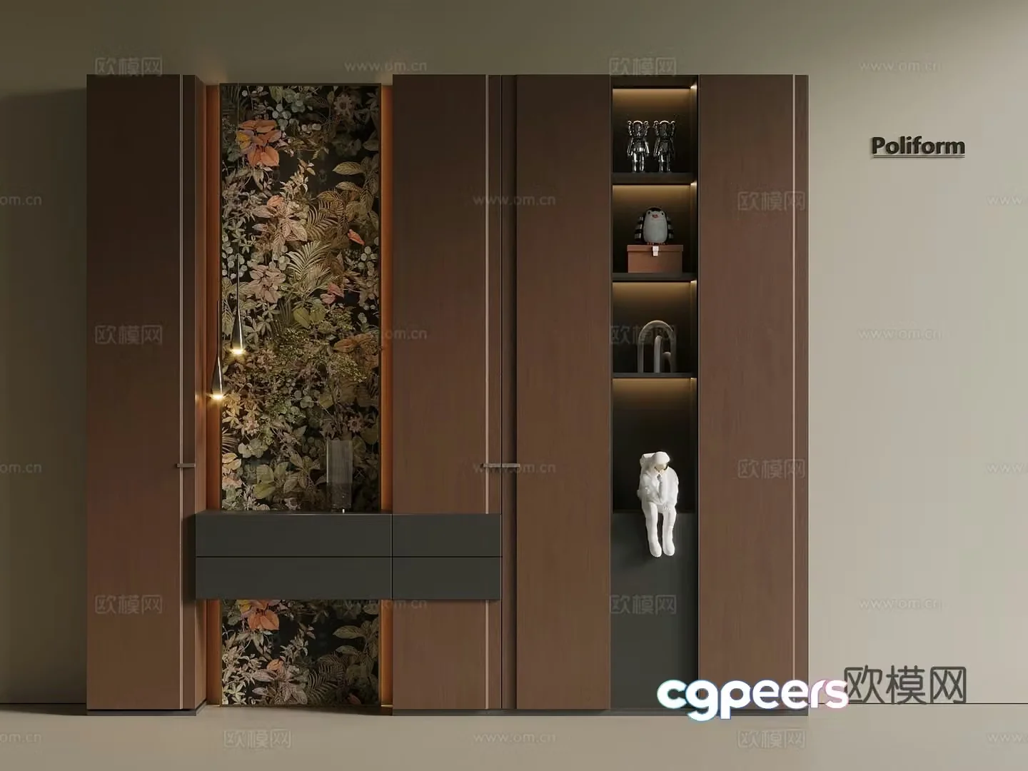 Middle-aged New Chinese style shoe cabinet porch cabinet partition cabinet 3D model